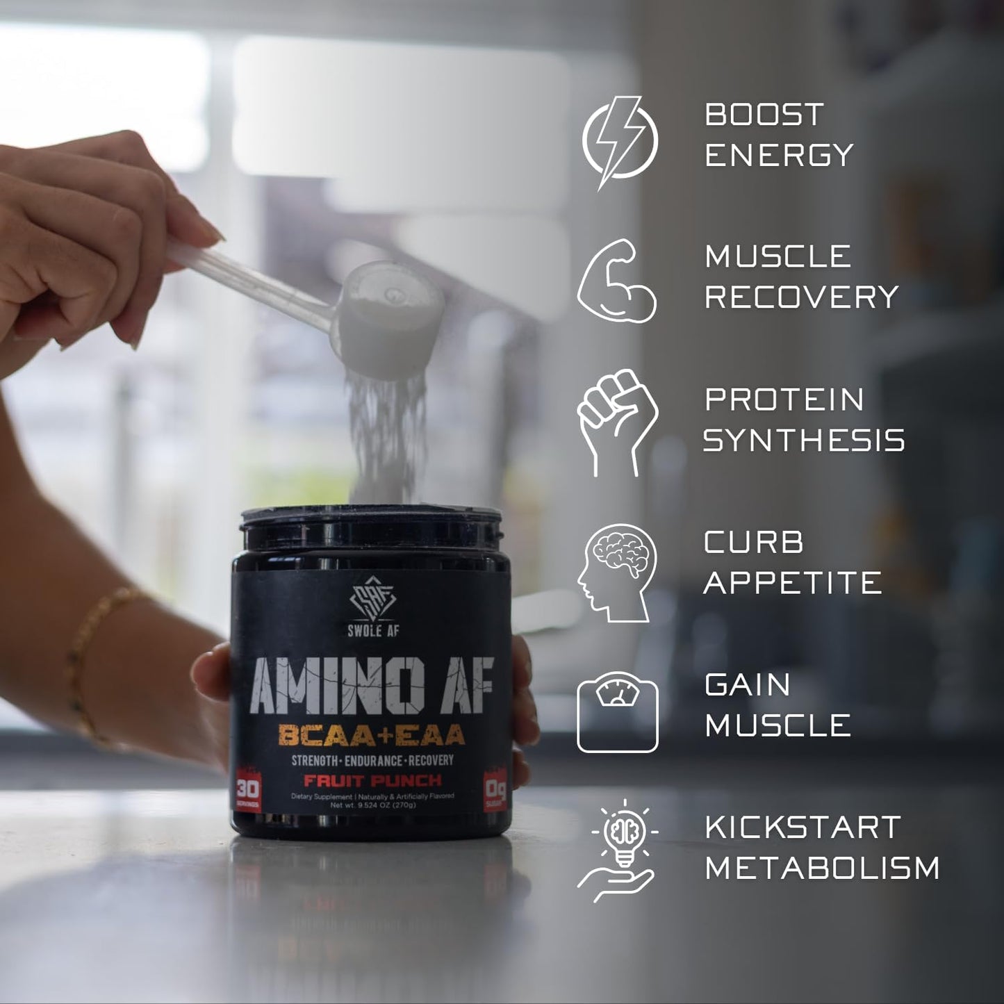 Amino AF BCAA + EAA Dietary Supplement for Muscle Gain, Endurance, and Recovery - Fruit Punch Flavor