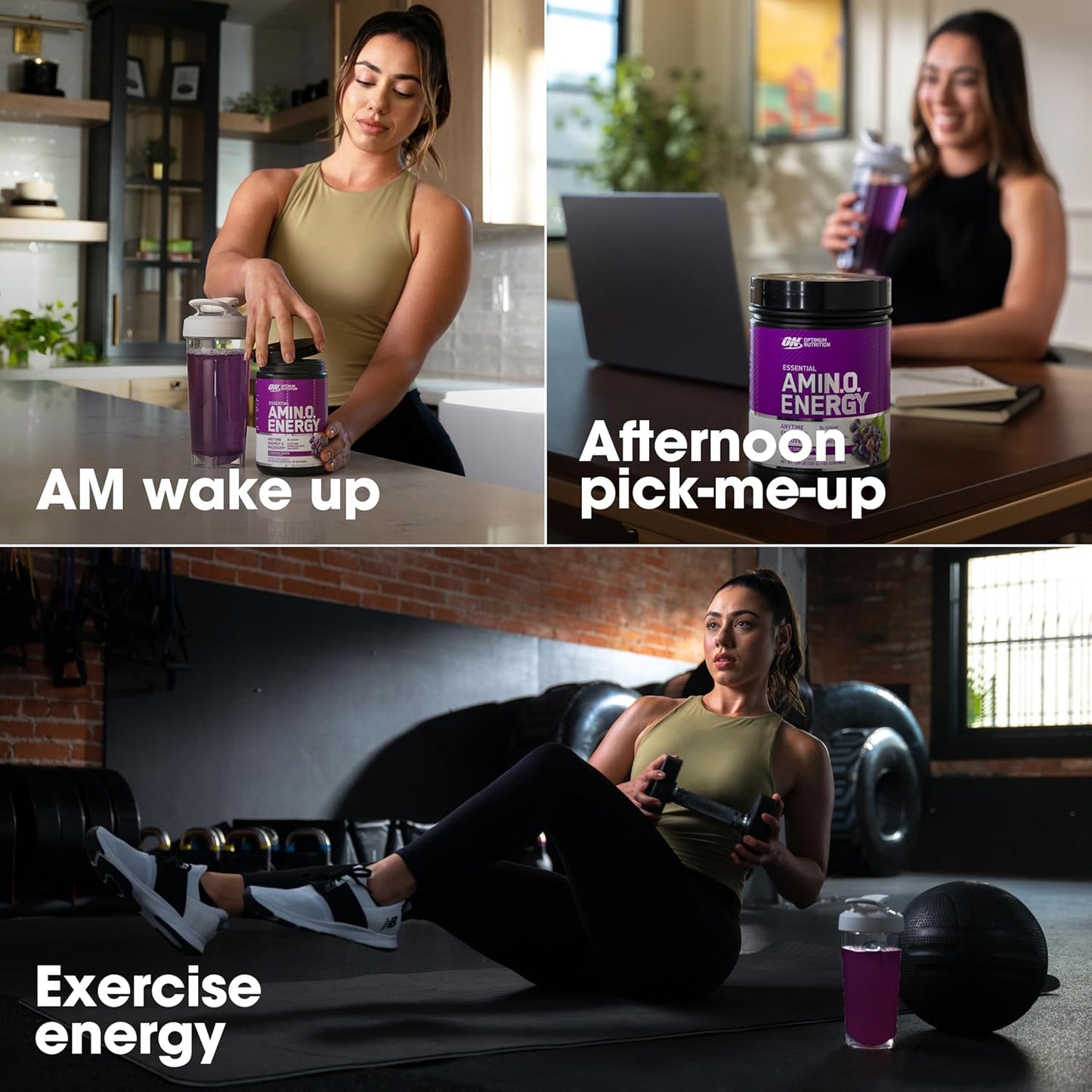 Amino Energy Pre Workout Powder with Green Tea, BCAA, Amino Acids, Green Coffee Extract - Keto Friendly Energy Drink, Concord Grape, 30 Servings