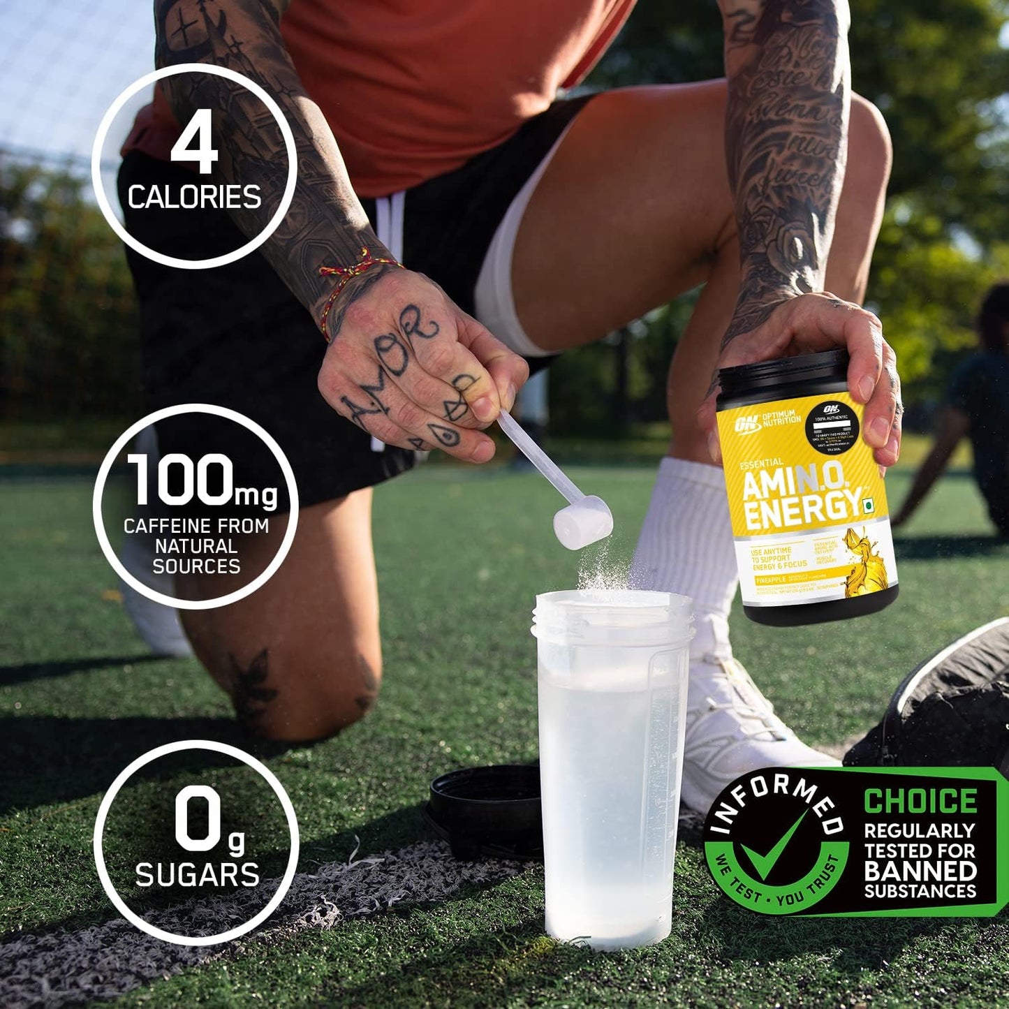 Amino Energy Pre Workout Powder with Green Tea, BCAA, Amino Acids - Pineapple Flavor, Keto Friendly - 30 Servings