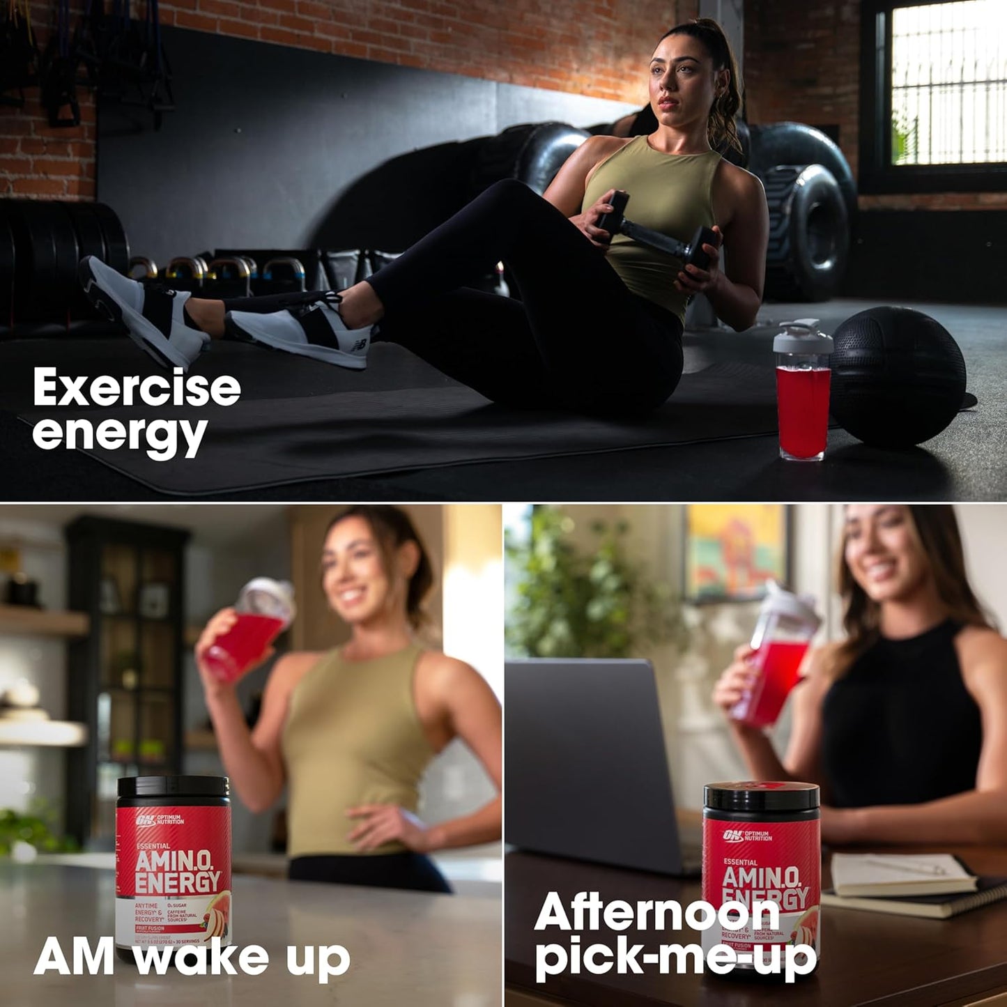 Amino Energy Pre Workout Powder with Green Tea, BCAA, Amino Acids, Green Coffee Extract - Fruit Fusion Flavor, 30 Servings