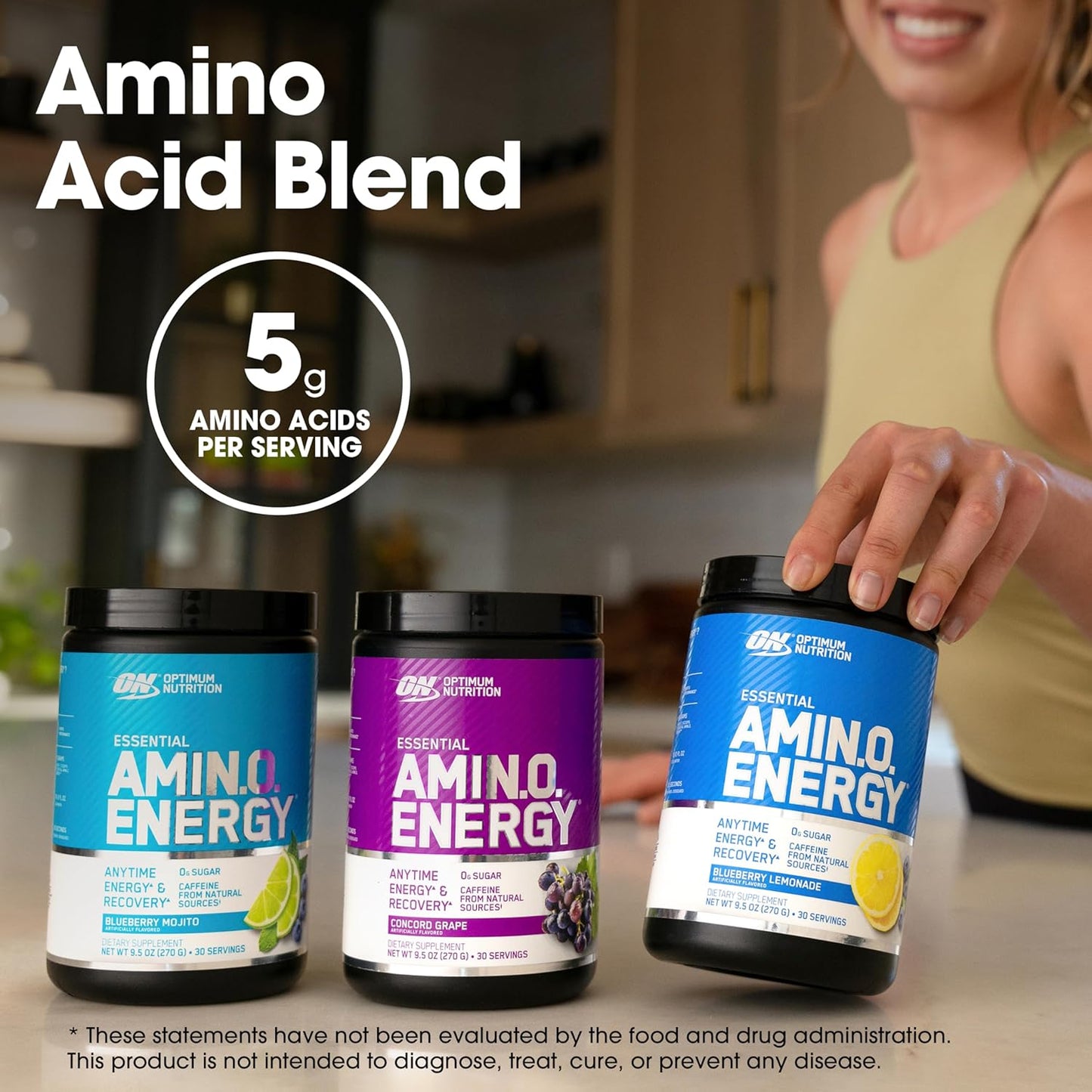 Amino Energy Pre Workout Powder with Green Tea, BCAA, Amino Acids, Green Coffee Extract - Fruit Fusion Flavor, 30 Servings