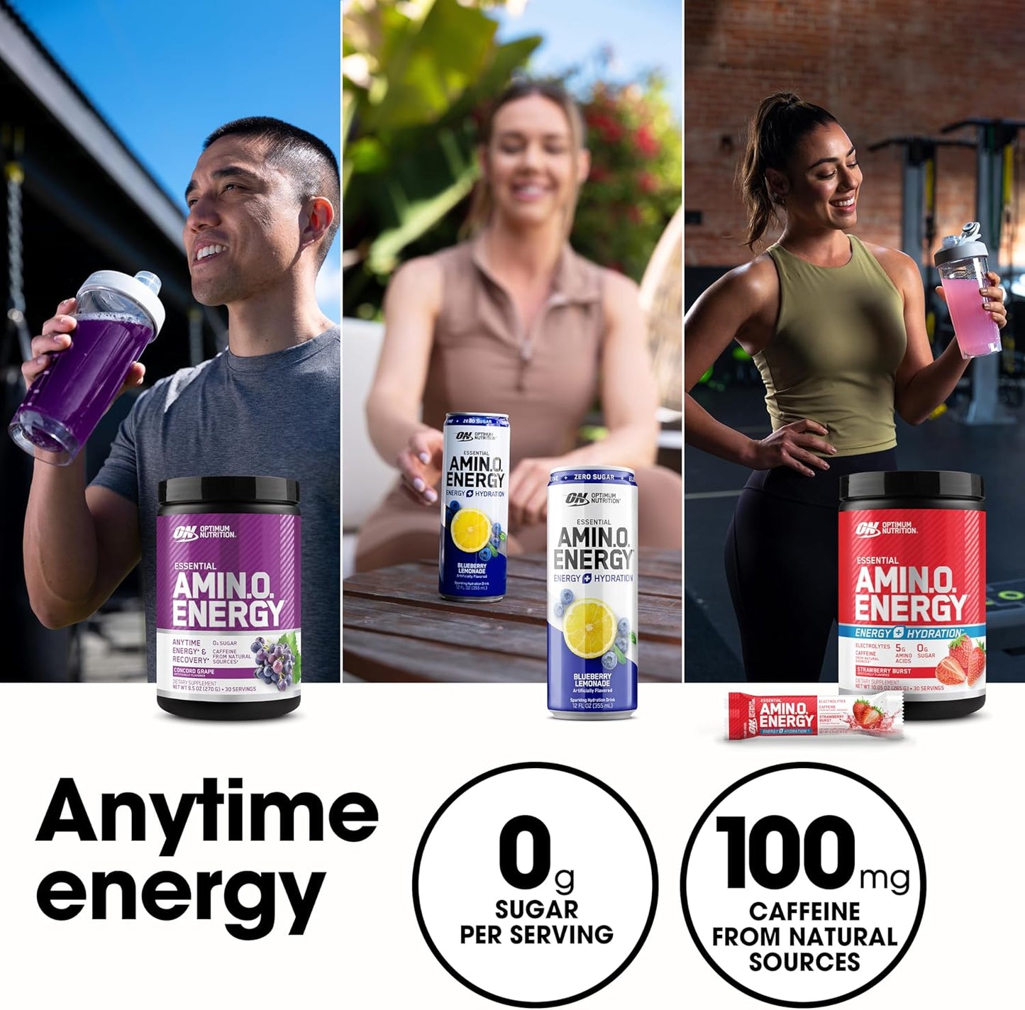 Amino Energy Pre Workout Powder with Green Tea, BCAA, Amino Acids, Green Coffee Extract - Fruit Fusion Flavor, 30 Servings