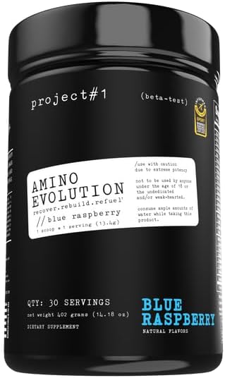 AminoEVolution Blue Raspberry Powder: BCAA's, EAA's, Electrolytes for Muscle Support & Recovery - Keto-Friendly Pre Workout for Men & Women - 30 Servings