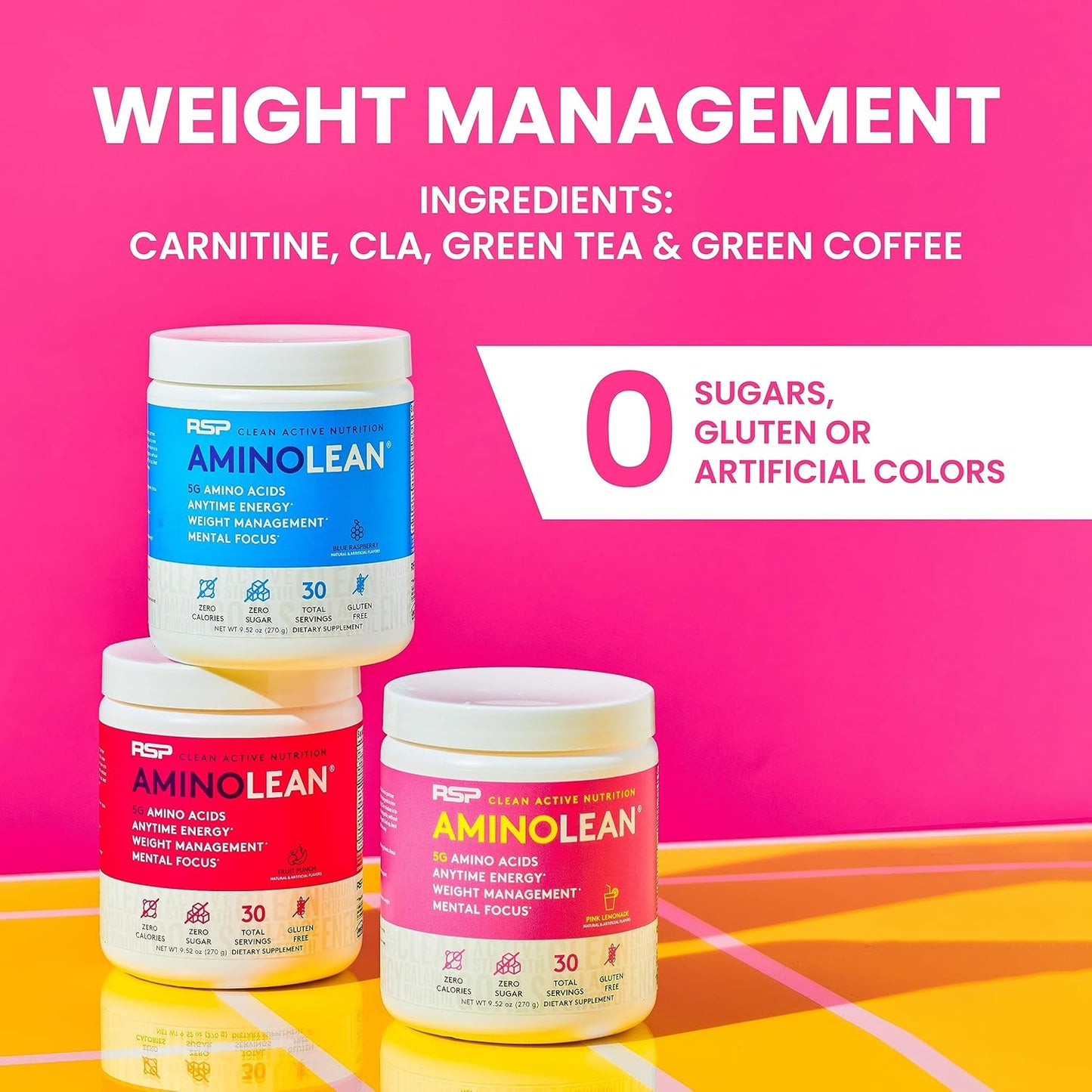 AminoLean Pre Workout Powder for Energy & Weight Management - Vegan BCAA Amino Acids, Natural Caffeine - Preworkout Boost for Men & Women - Pink Lemonade, 30 Servings