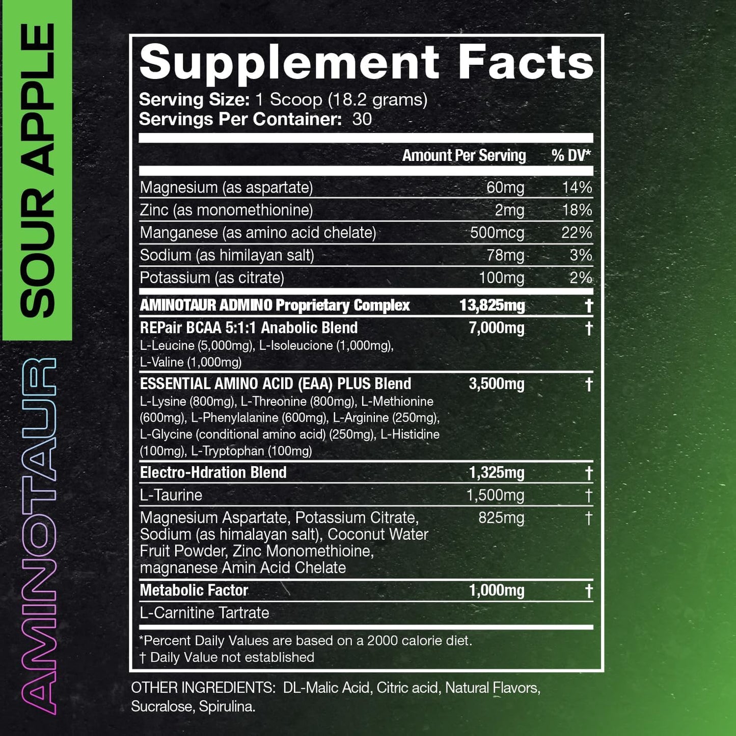 Aminotaur Energy Powder - BCAAs with Amino Acids, Pre Workout Supplement, Keto Friendly with Coffee Extract (Sour Apple)