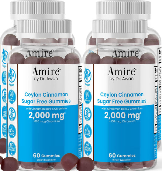 Amire Ceylon Cinnamon Sugar Free Gummies 240ct - 4 Month Supply for Overall Health