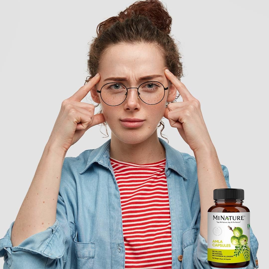 Amla Fruit Powder Capsules by mi Nature - 60 Vegan Capsules, 500mg - Pure & Natural Indian Gooseberry Supplement - Gluten-Free - Made in India