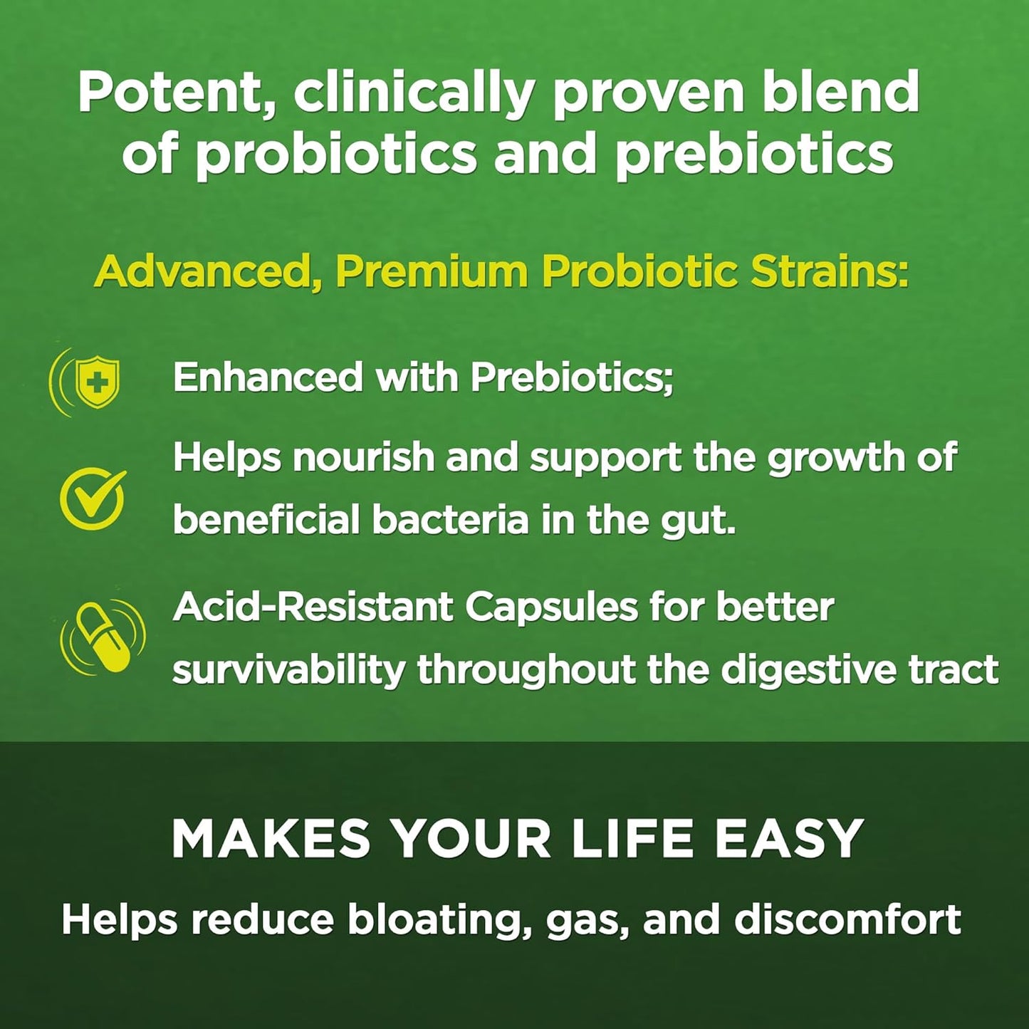 AMVILAB Daily Probiotic Supplement for Digestive Health - 7 Billion CFUs, 5 Essential Strains, Supports Intestinal and Immune Health - 60 Capsules