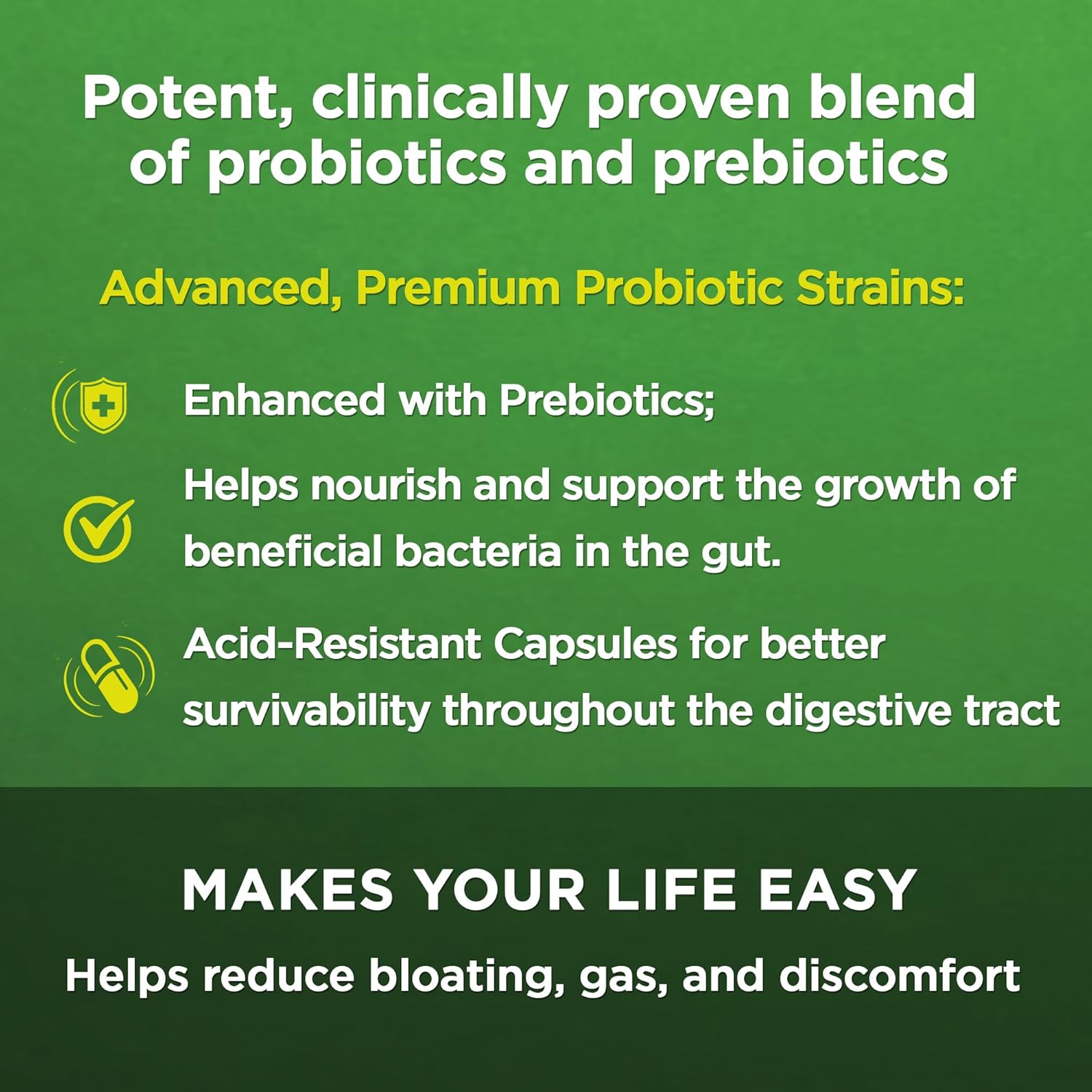 AMVILAB Daily Probiotic Supplement for Digestive Health - 7 Billion CFUs, 5 Essential Strains, Supports Intestinal and Immune Health - 60 Capsules