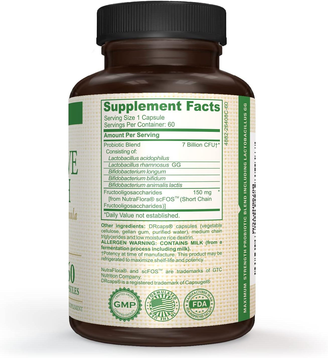 AMVILAB Daily Probiotic Supplement for Digestive Health - 7 Billion CFUs, 5 Essential Strains, Supports Intestinal and Immune Health - 60 Capsules