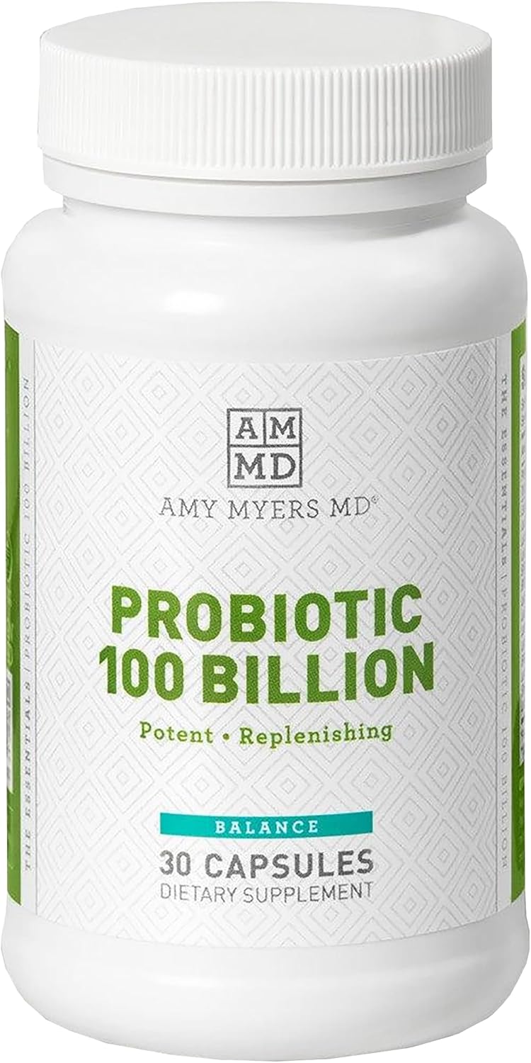 Amy Myers MD 100 Billion CFU Probiotics Capsules for Women & Men - Doctor Approved Strains for Healthy Digestion - 30 Day Supply - Gut Microbiome Support