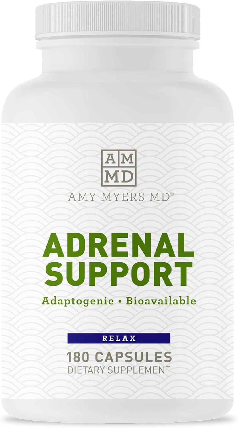 Amy Myers MD Adrenal Support Capsules - Natural Formula for Adrenal Fatigue, Cortisol & Stress Relief - Ashwagandha, Rhodiola Rosea, Vitamin C, B6 - 180 Count