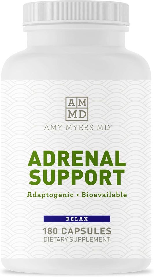 Amy Myers MD Adrenal Support Capsules - Natural Formula for Adrenal Fatigue, Cortisol & Stress Relief - Ashwagandha, Rhodiola Rosea, Vitamin C, B6 - 180 Count