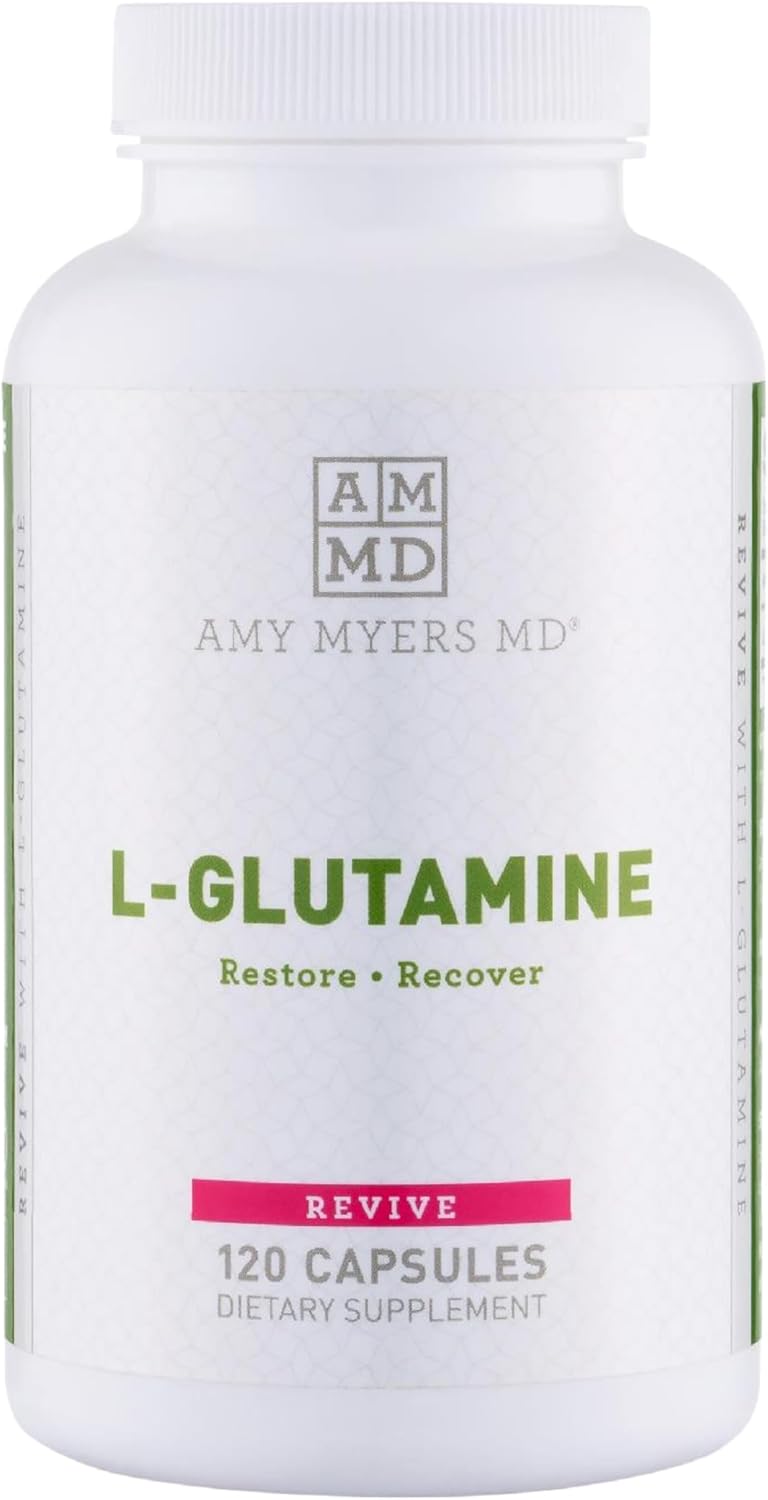Amy Myers MD L Glutamine Capsules 1700mg for Sugar Cravings, Muscle Repair, Gut Health - Amino Acid for Leaky Gut, Digestion - Immune & Thyroid Support