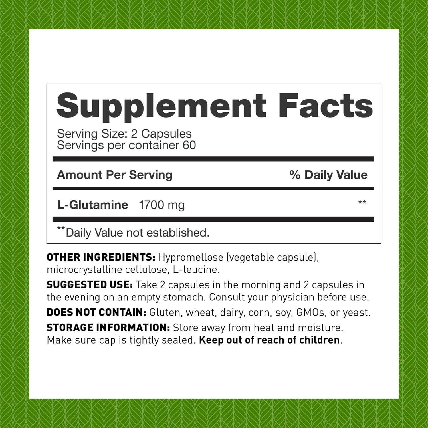 Amy Myers MD L Glutamine Capsules 1700mg for Sugar Cravings, Muscle Repair, Gut Health - Amino Acid for Leaky Gut, Digestion - Immune & Thyroid Support