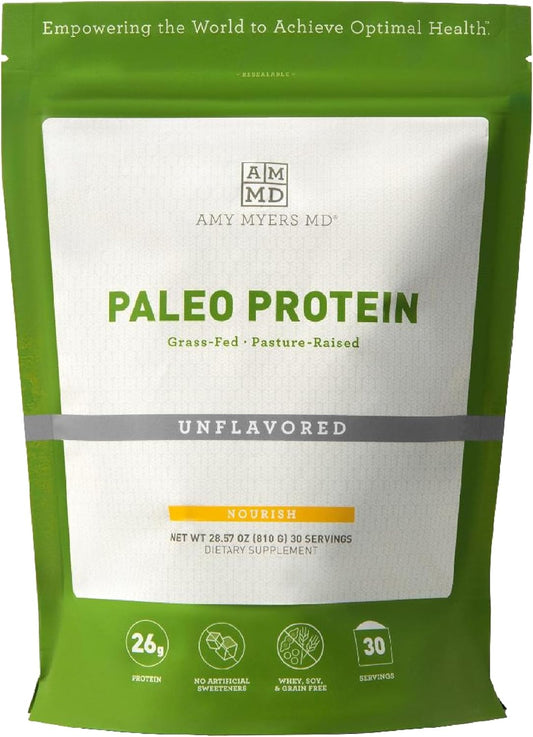 Amy Myers MD Pure Paleo Protein Powder - Grass-Fed, Hormone-Free, Non-GMO - Ideal for Keto & Paleo Diets - Unflavored - 28.57 oz