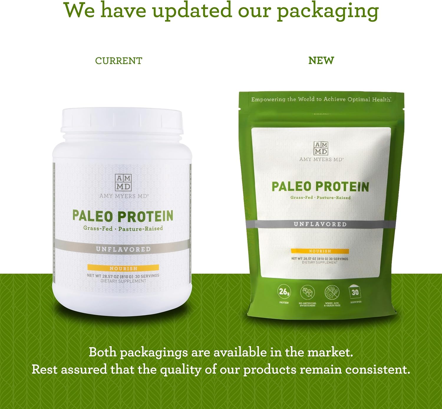 Amy Myers MD Pure Paleo Protein Powder - Grass-Fed, Hormone-Free, Non-GMO - Ideal for Keto & Paleo Diets - Unflavored - 28.57 oz