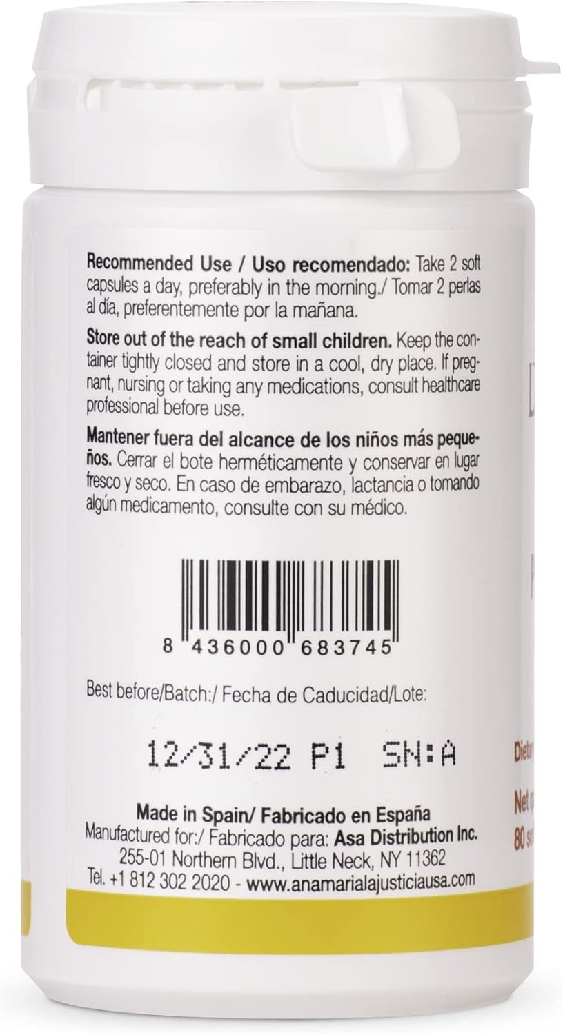 Ana Maria Lajusticia Evening Primrose Oil + Vitamin E Soft Capsules - 80 Pack, 1000mg - Gluten, Lactose, and Sugar Free - All Natural Supplement