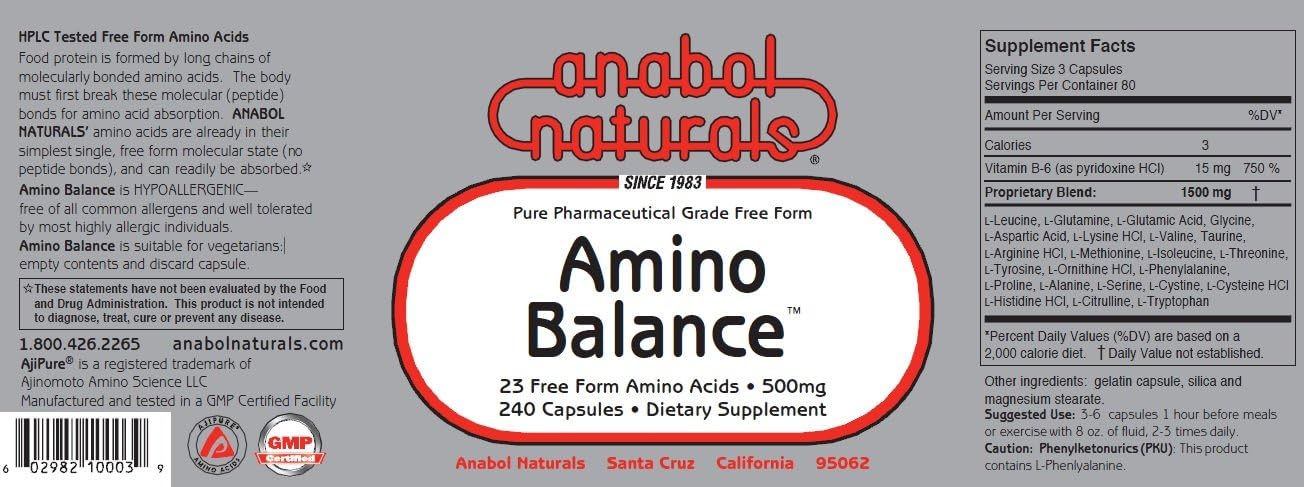 Anabol Naturals Physique Stack: Amino Balance & GH Releasers - 2 Month Supply of 480 caps & 240 caps
