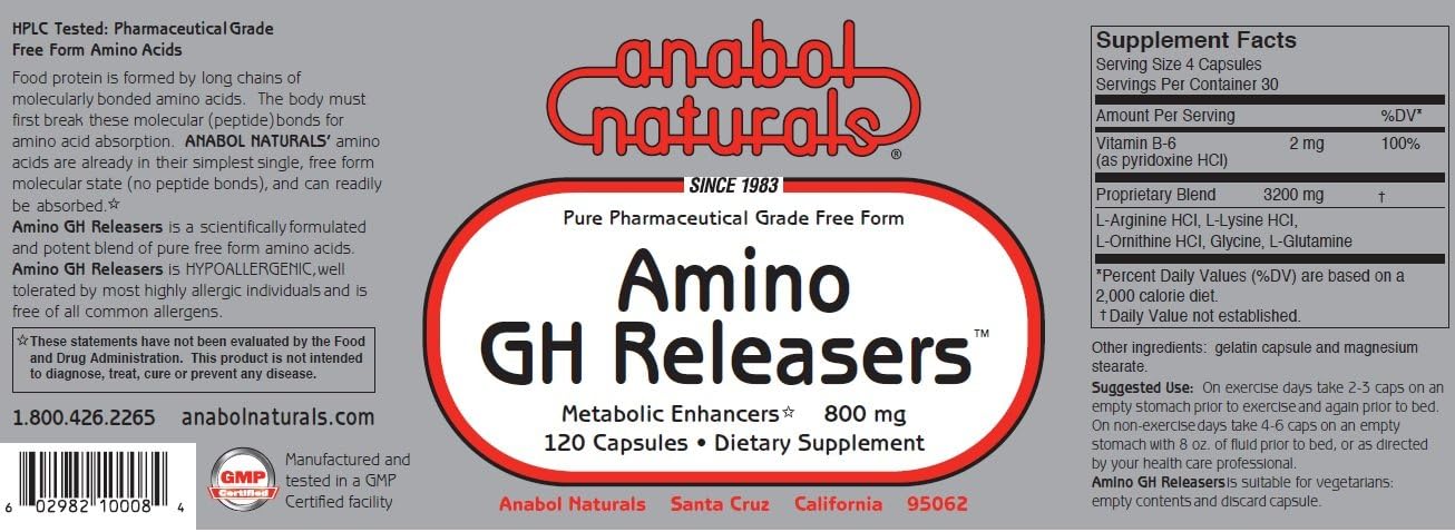 Anabol Naturals Physique Stack: Amino Balance & GH Releasers - 2 Month Supply of 480 caps & 240 caps