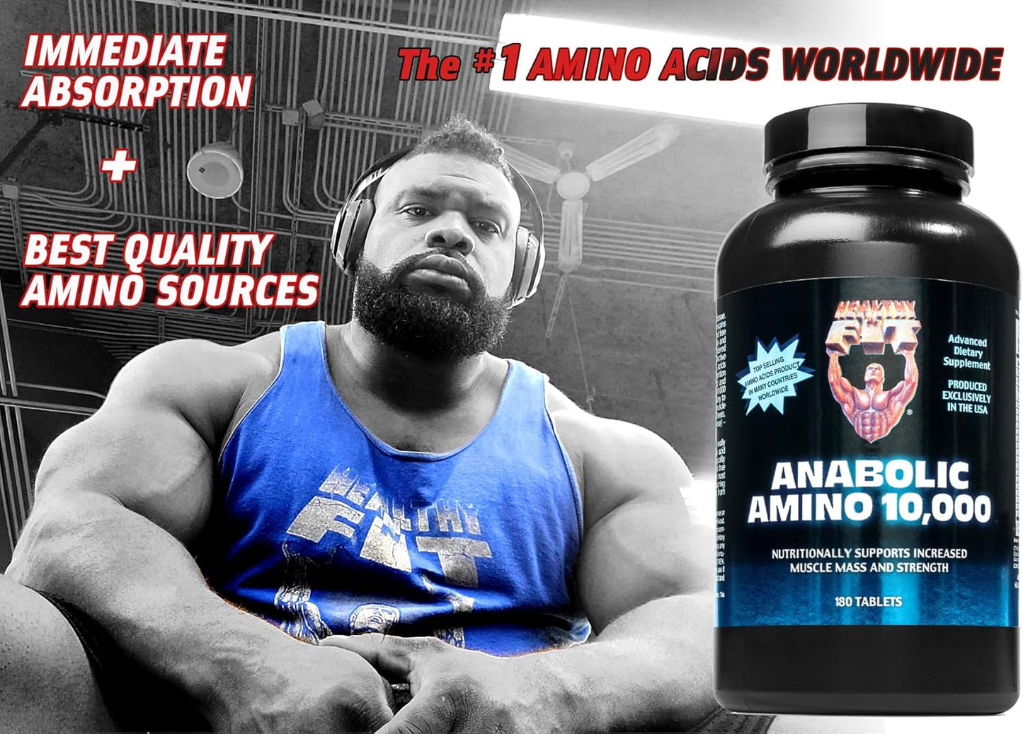 Anabolic Amino 10,000 Amino Acid Tablets - 180 Count - Hydrolyzed Egg & Whey - Fast Absorbing Formula