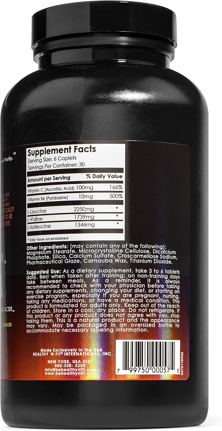 Anabolic Amino BCAA Caplets - 180 Count - Balanced Branched Chain Amino Acids Formula