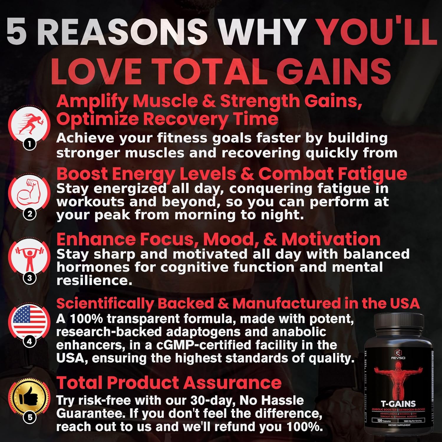 Anabolic Booster for Men with Muscle Growth Support, Estrogen Blocker, Ashwagandha, Shilajit, Fadogia Agrestis, Tongkat Ali, HGH Supplements - 120 Count