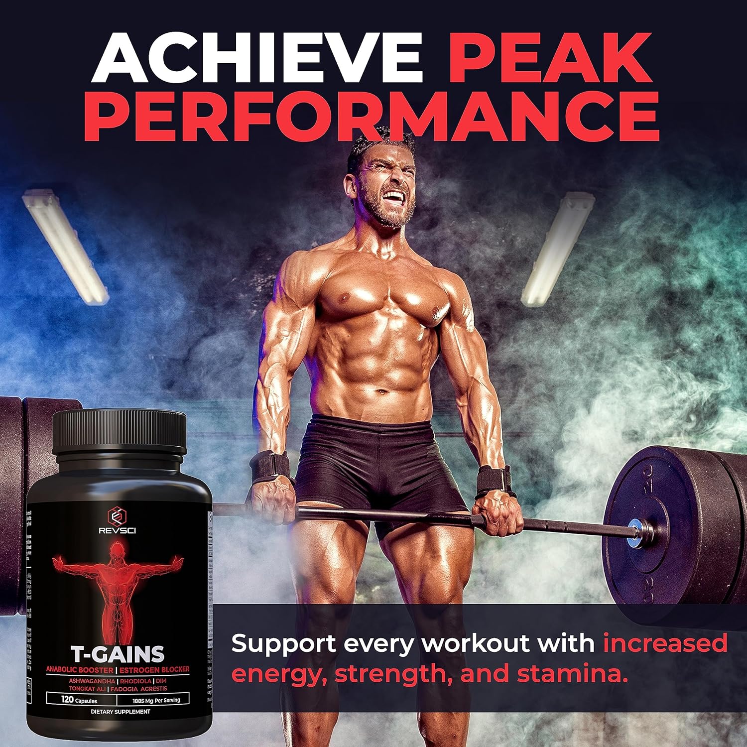 Anabolic Booster for Men with Muscle Growth Support, Estrogen Blocker, Ashwagandha, Shilajit, Fadogia Agrestis, Tongkat Ali, HGH Supplements - 120 Count