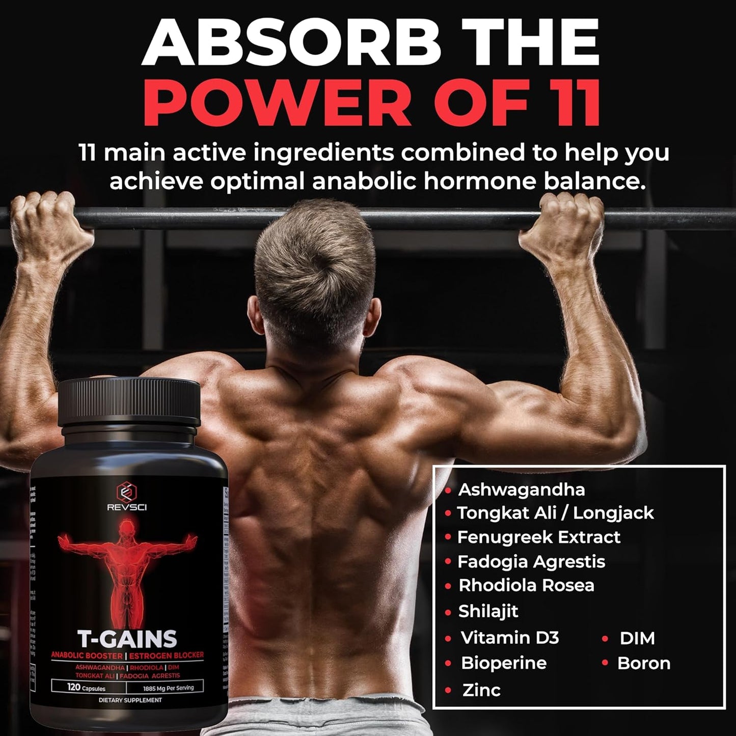 Anabolic Booster for Men with Muscle Growth Support, Estrogen Blocker, Ashwagandha, Shilajit, Fadogia Agrestis, Tongkat Ali, HGH Supplements - 120 Count