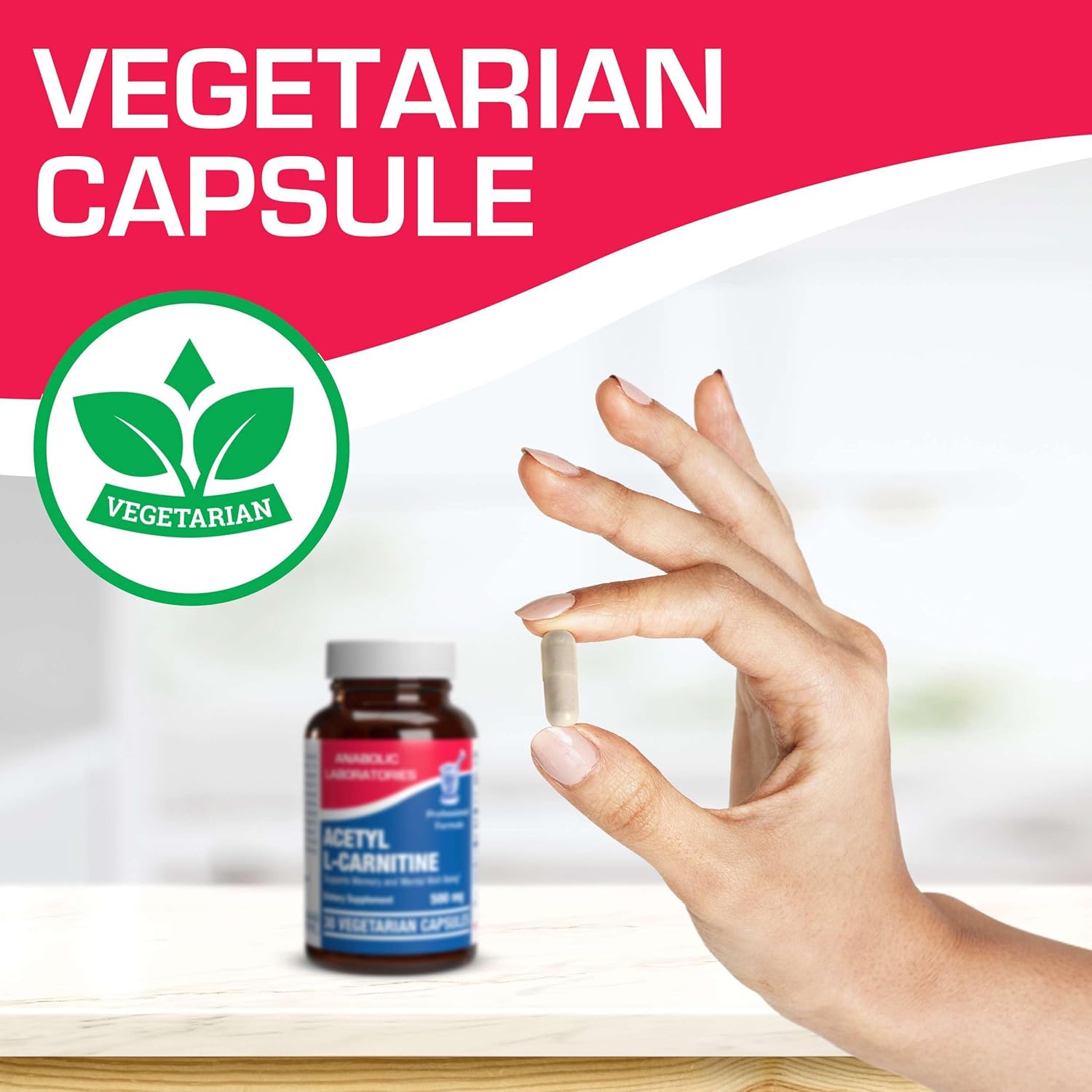 Anabolic Laboratories Acetyl L Carnitine Capsules - 30 Vegetarian 500mg Supplements for Brain Health and Energy Boost