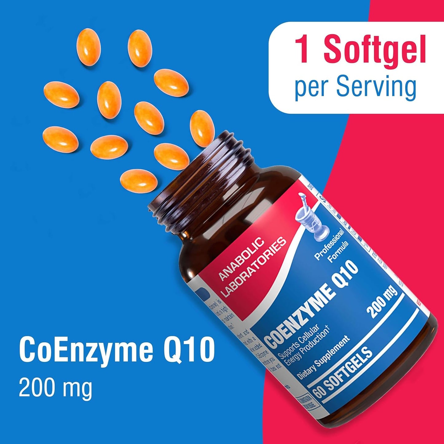 Anabolic Laboratories CoQ10 200mg Softgels - 30 Supplements for Fertility, Heart, Skin, Lung, and Brain Health - Boost Cellular Energy