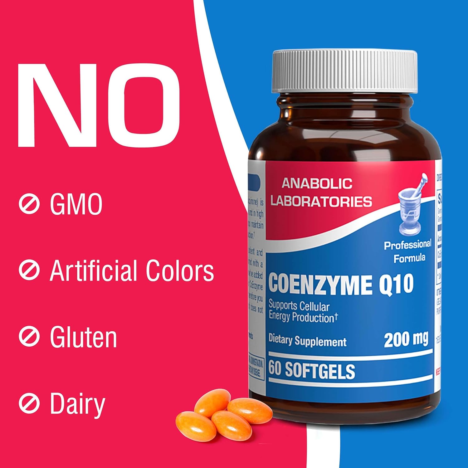 Anabolic Laboratories CoQ10 200mg Softgels - 30 Supplements for Fertility, Heart, Skin, Lung, and Brain Health - Boost Cellular Energy