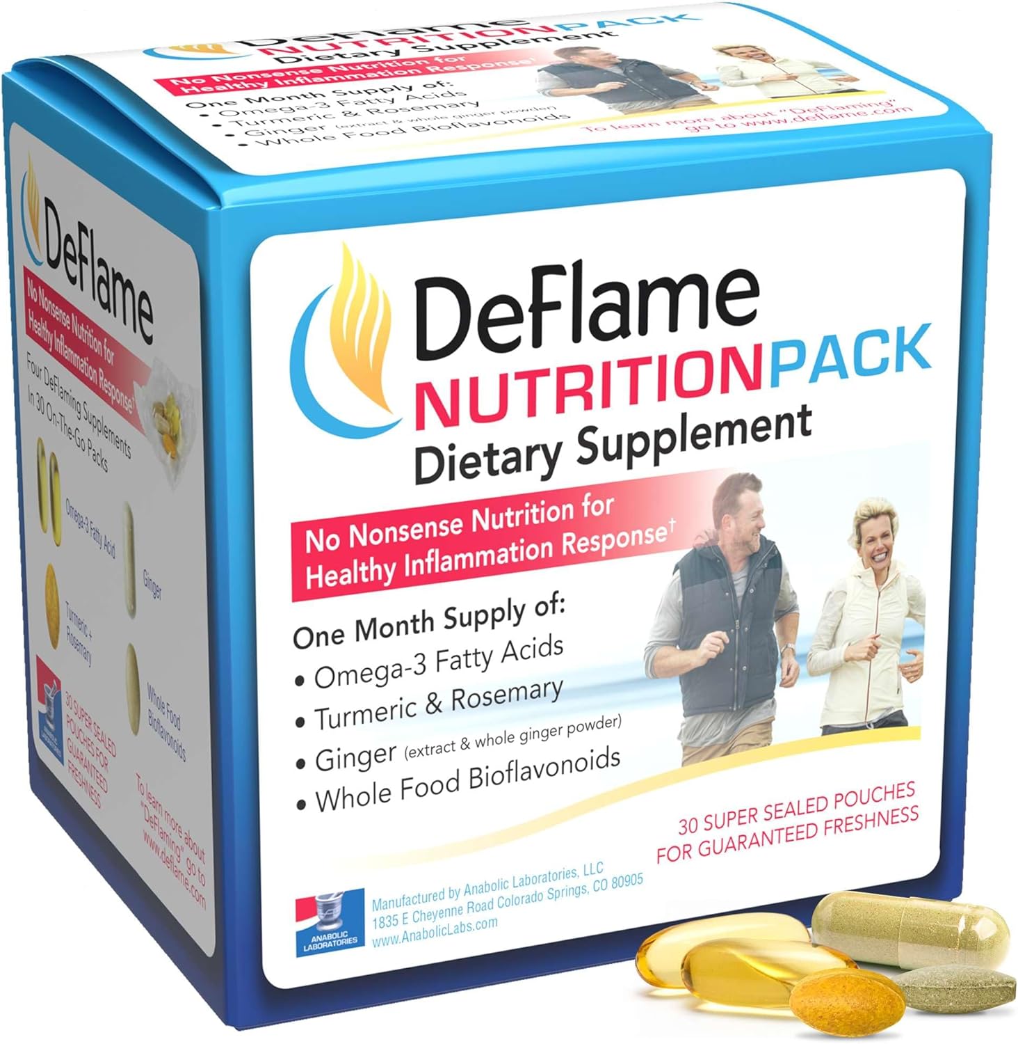 Anabolic Laboratories DeFlame Nutrition Pack - Omega 3 Fish Oil with Multivitamin, Curcumin Turmeric Supplement