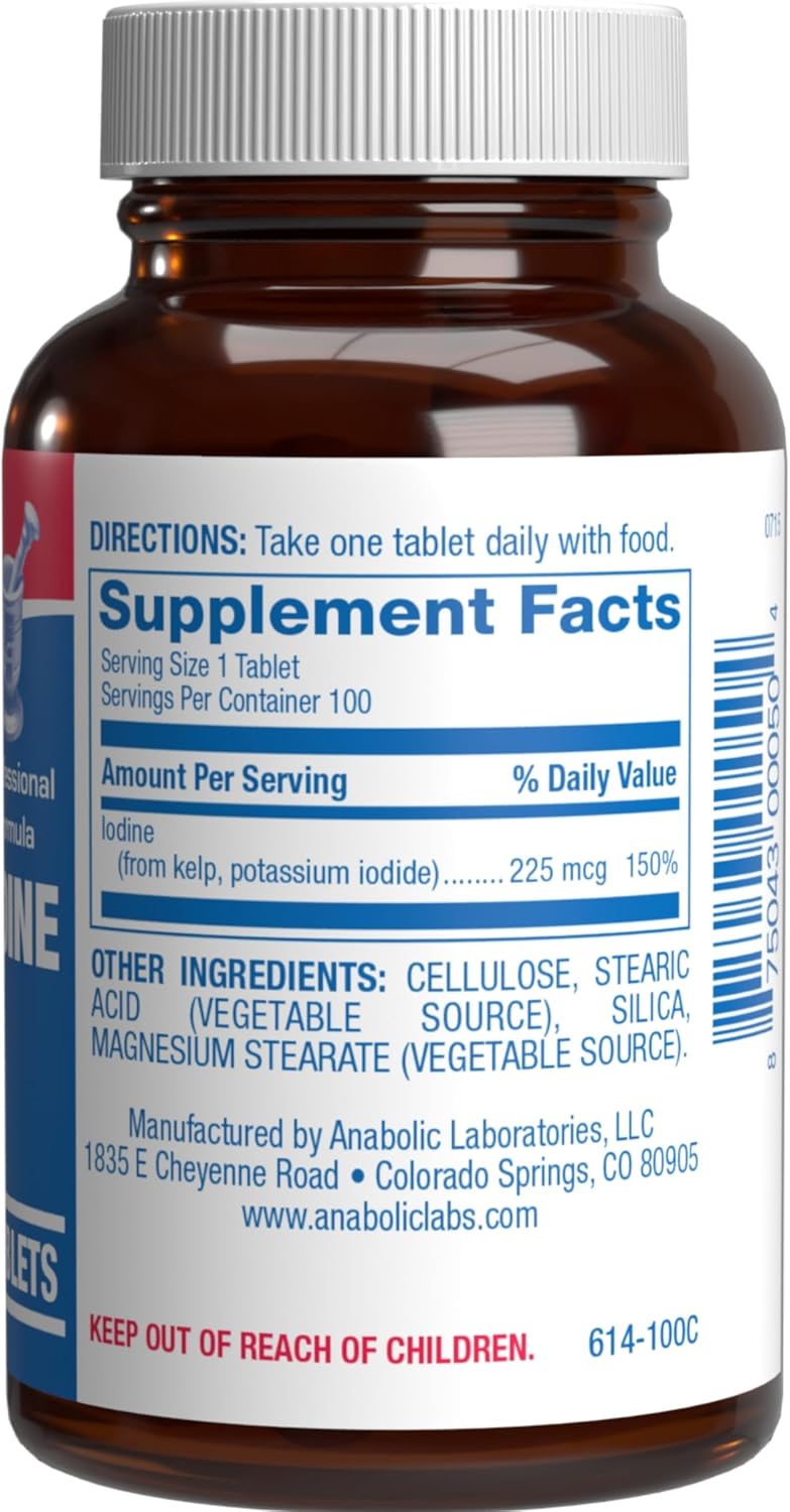Anabolic Laboratories Sea Kelp Iodine Supplement - High Absorption Clinical Grade Thyroid Support for Energy Metabolism - Vegetarian Non-GMO Tablets (100 Servings)