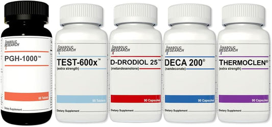 Anabolic Research Growth Stack - 1 Month Supply - 5 Bottles - Boost Muscle Growth and Performance with PGH-1000, Test-600x, Deca 200, and More