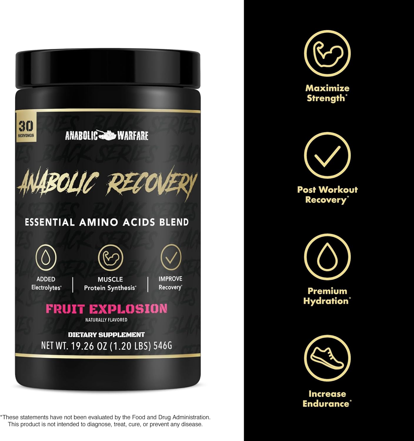 Anabolic Warfare Anabolic Recovery - BlackBerry Lemonade Flavor, 30 Servings - Essential Amino Acids for Post-Workout Muscle Building and Premium Hydration
