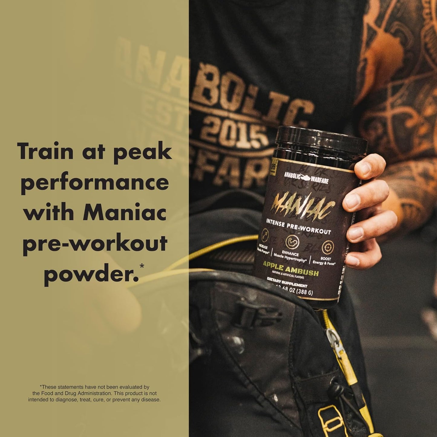 Anabolic Warfare Black Series Maniac Pre-Workout Powder - Supports Nitric Oxide, Boosts Muscle Pumps, 20 Servings