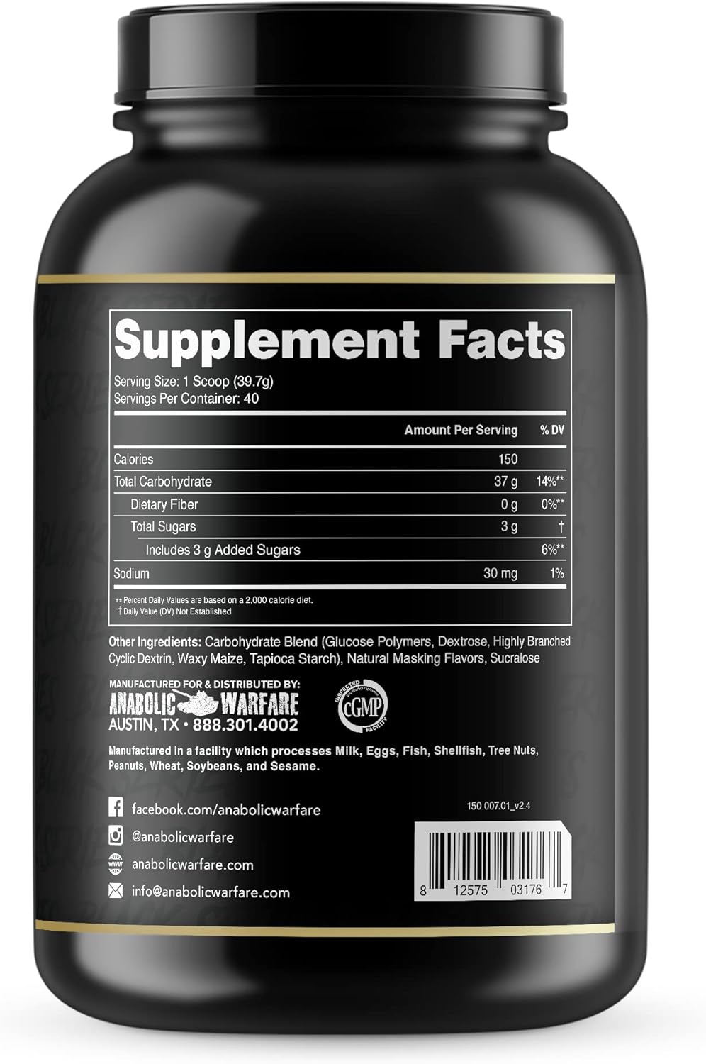 Anabolic Warfare Glyco Surge: Performance Carbs for Lean Muscle Growth and Recovery - Natural Supplement (40 Servings)*