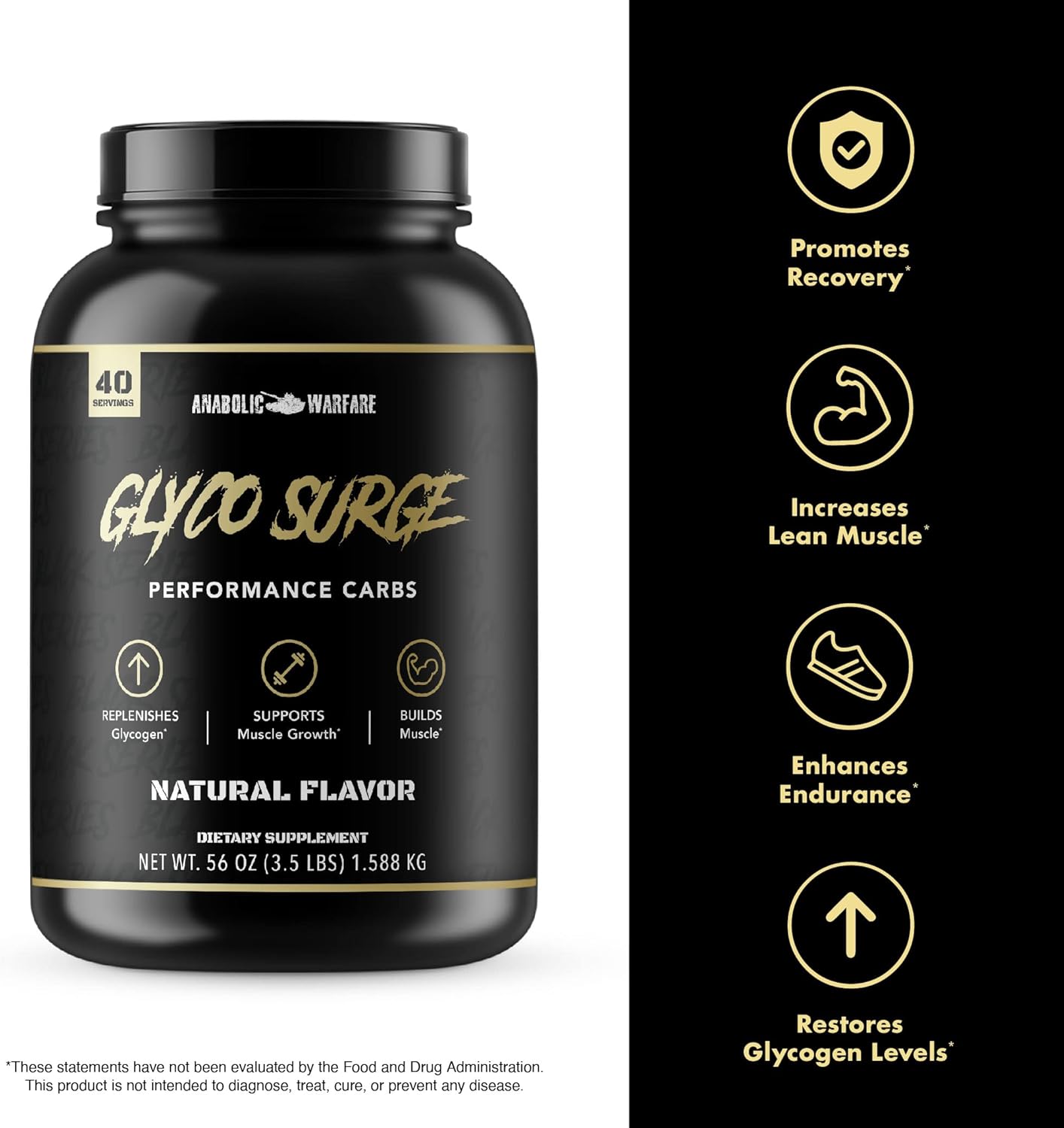 Anabolic Warfare Glyco Surge: Performance Carbs for Lean Muscle Growth and Recovery - Natural Supplement (40 Servings)*