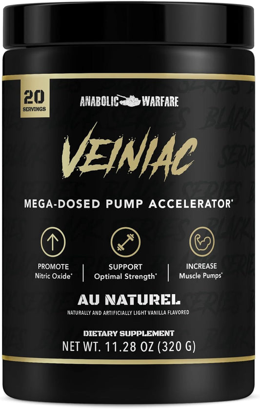 Anabolic Warfare Veiniac Muscle Pump Activator Supplement - Stimulant Free Pre-Workout with L-Citrulline, Betaine Anhydrous, & AGMass™ for Increased Nitric Oxide - 20 Servings