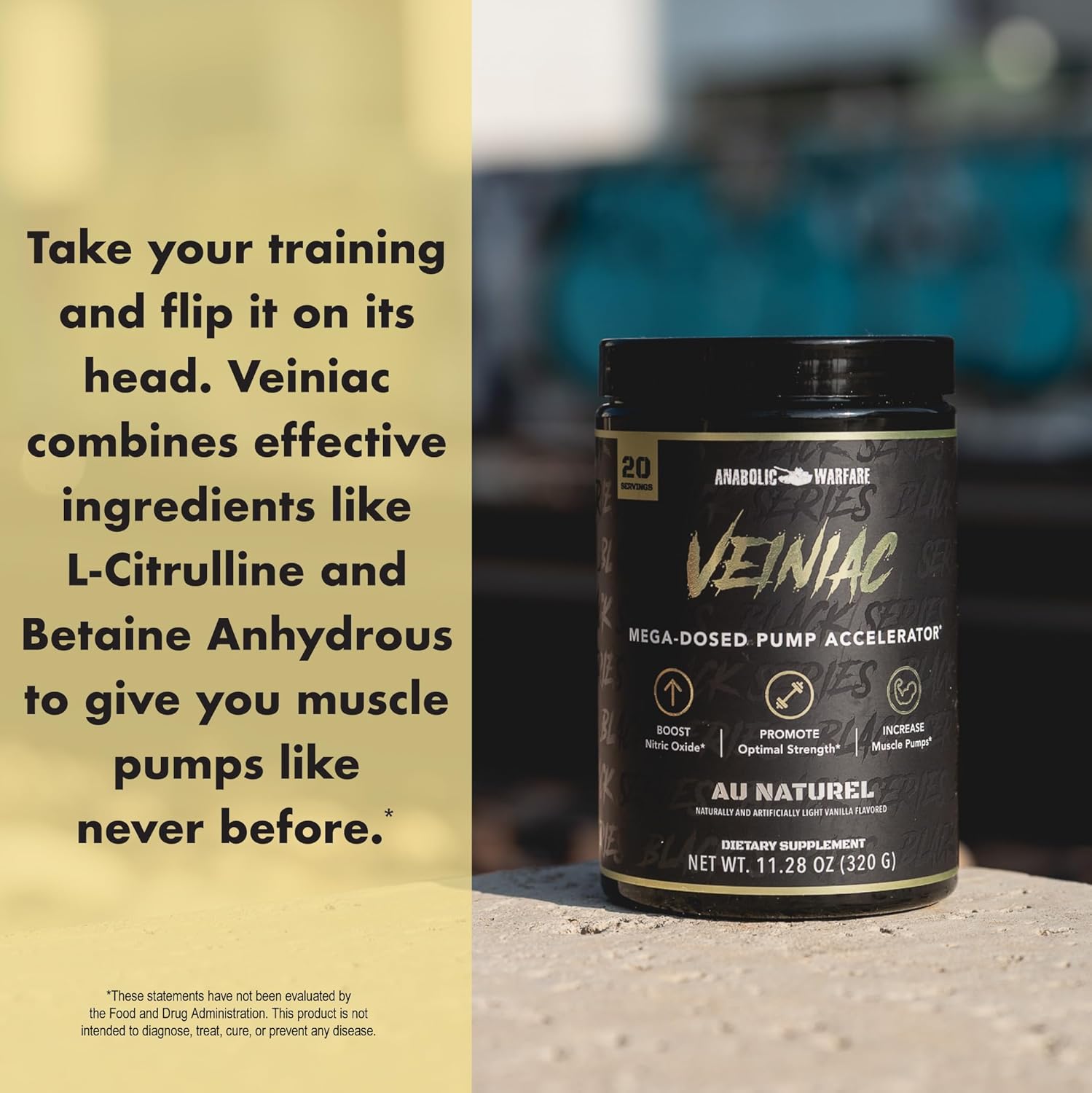 Anabolic Warfare Veiniac Muscle Pump Activator Supplement - Stimulant Free Pre-Workout with L-Citrulline, Betaine Anhydrous, & AGMass™ for Increased Nitric Oxide - 20 Servings