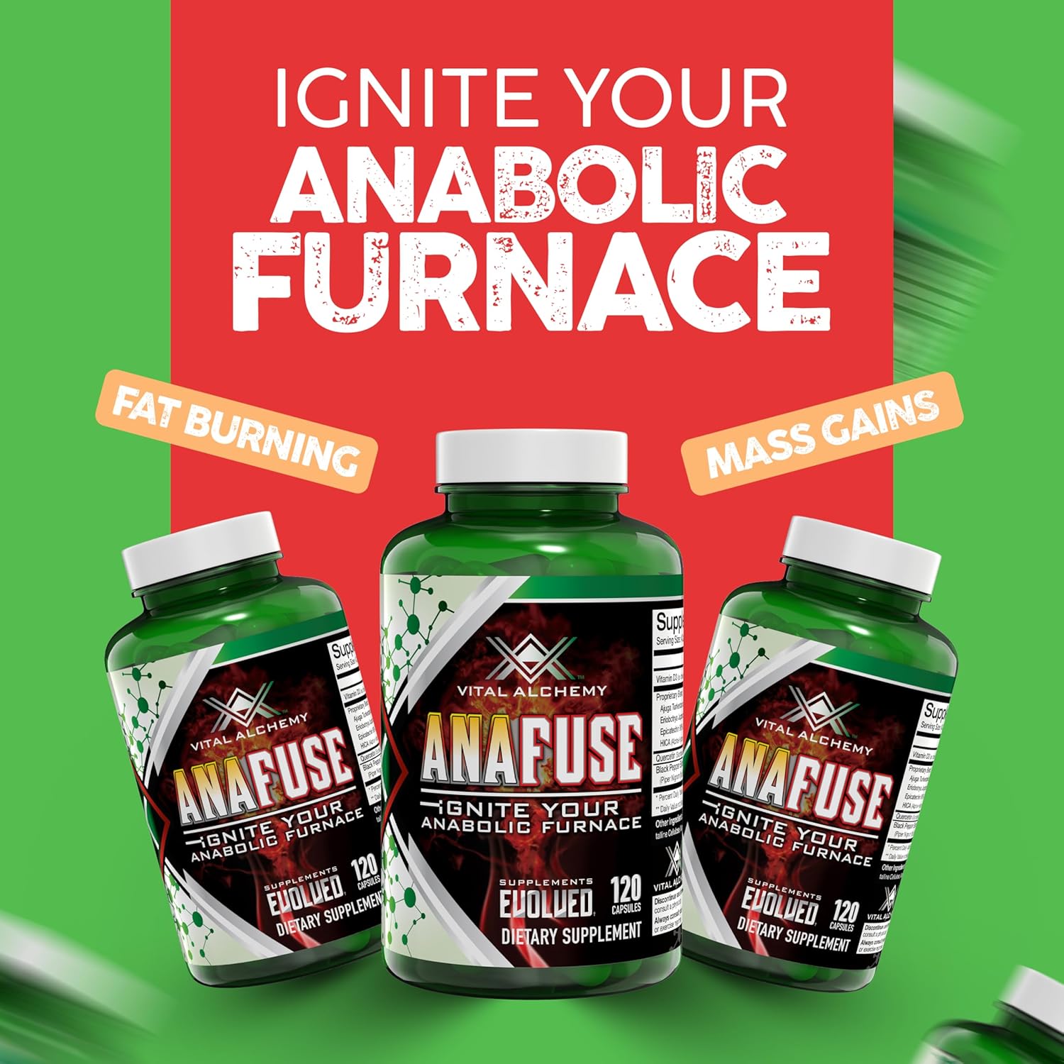 Anafuse Turkesterone Supplement for Men - Boost Stamina & Lean Muscle Growth - 120 Vegan Capsules - USA Made & Non-GMO