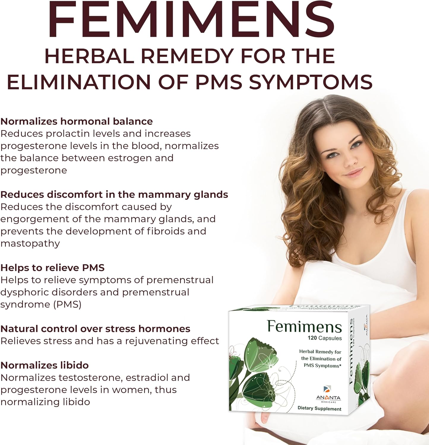 Ananta Medicare FEMIMENS Herbal Dietary Supplement 120 Capsules for PMS Symptom Relief