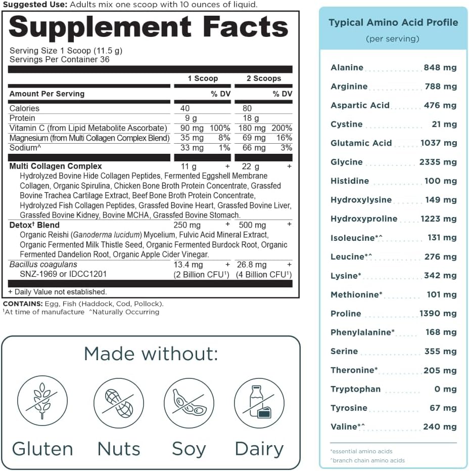 Ancient Nutrition Advanced Collagen Powder Protein Detox with Probiotics, Vitamin C - Unflavored, Hydrolyzed Peptides for Healthy Detox and Gut Support - 36 Servings