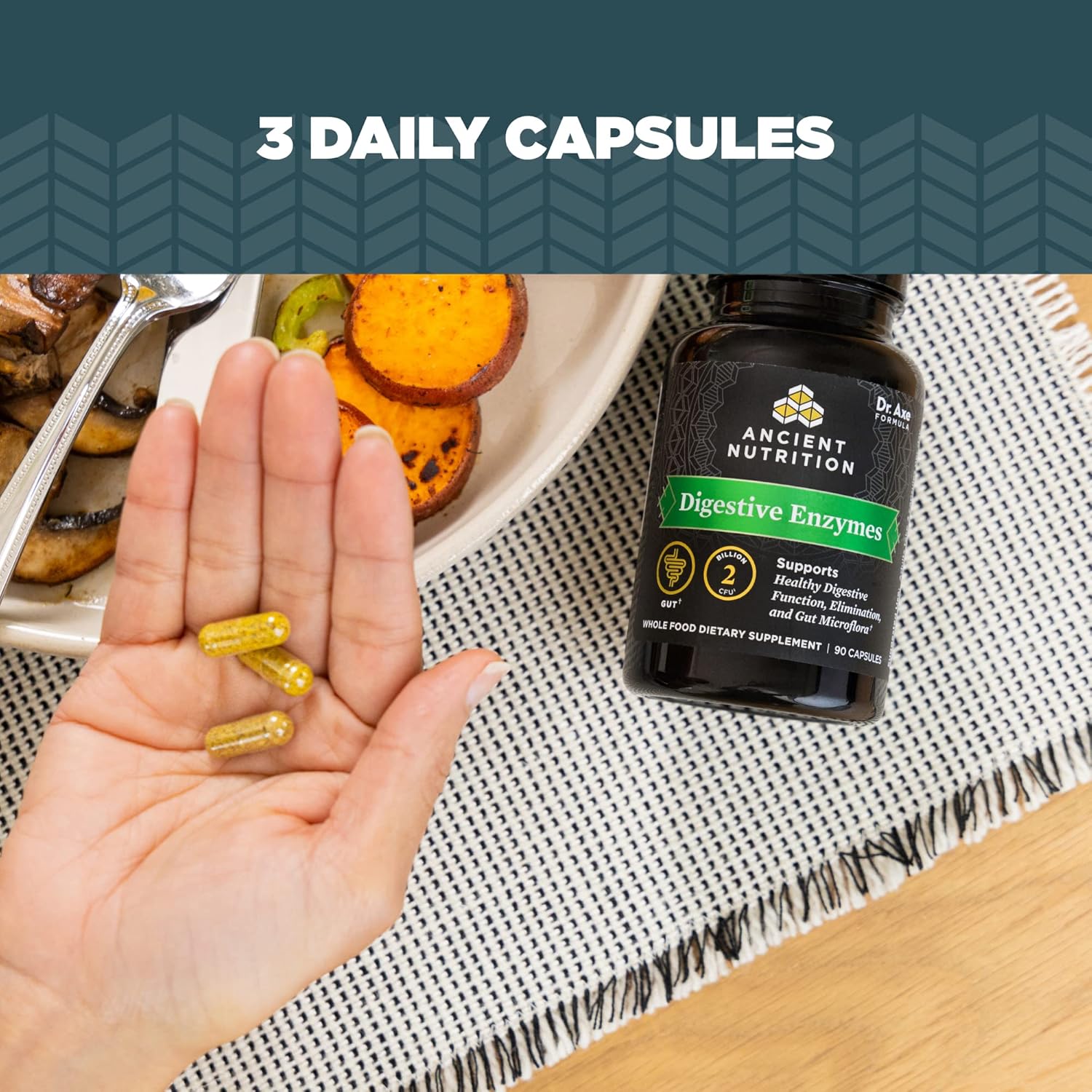 Ancient Nutrition Digestive Enzymes for Gut Health, 90 Ct, Supports Digestive Function