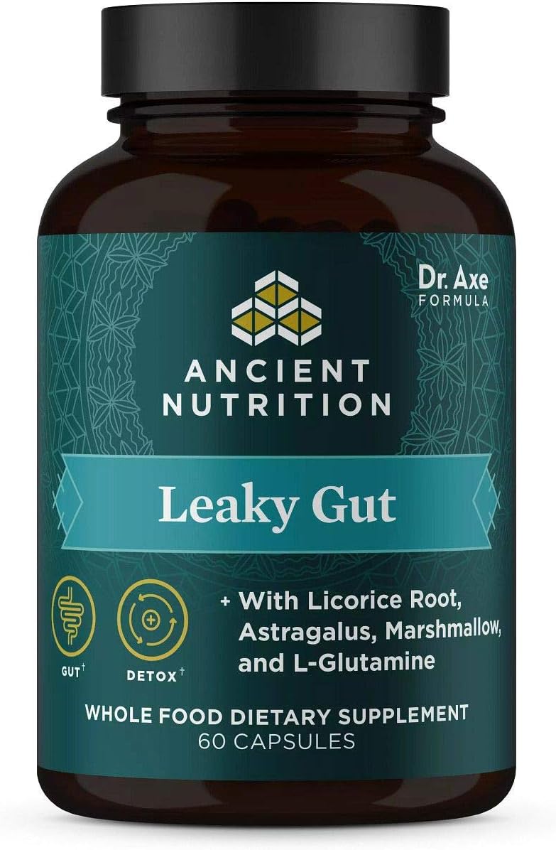 Ancient Nutrition Gut Health Supplement Capsules - 60 ct with Licorice Root, Astragalus, Marshmallow, L-Glutamine - Gluten Free, Paleo, Keto Friendly