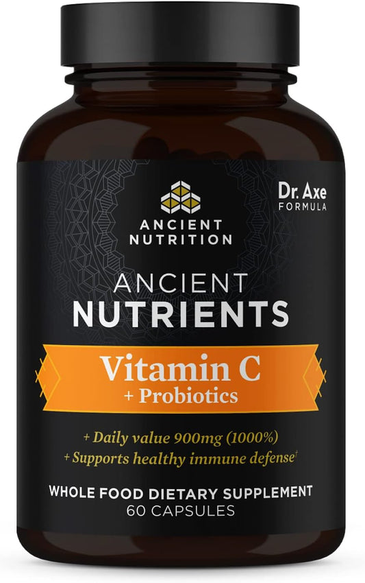 Ancient Nutrition Probiotics and Vitamin C Supplement for Healthy Immune System and Gut Health, GMO-Free Superfoods, Paleo & Keto Friendly