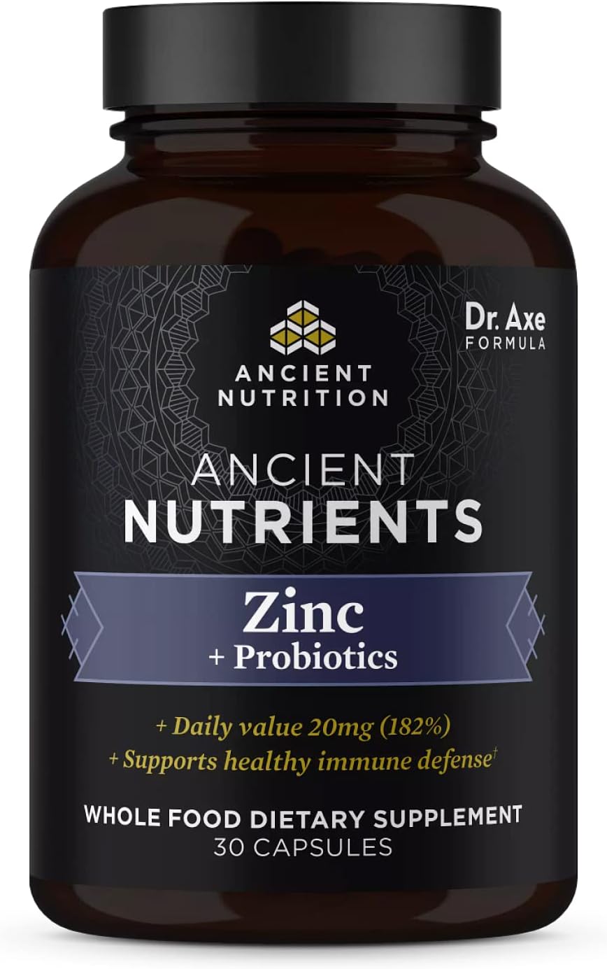 Ancient Nutrition Probiotics and Zinc Supplement: Supports Immune System & Gut Health, GMO-Free, Superfoods, Paleo & Keto Friendly