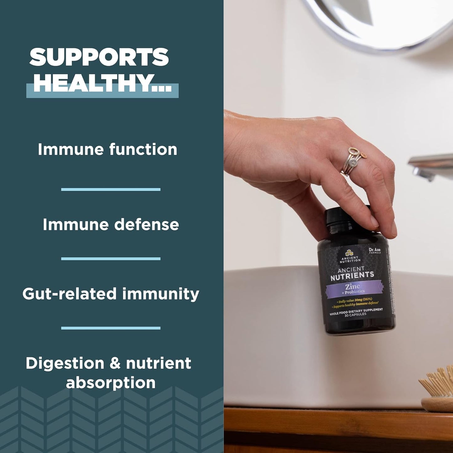 Ancient Nutrition Probiotics and Zinc Supplement: Supports Immune System & Gut Health, GMO-Free, Superfoods, Paleo & Keto Friendly