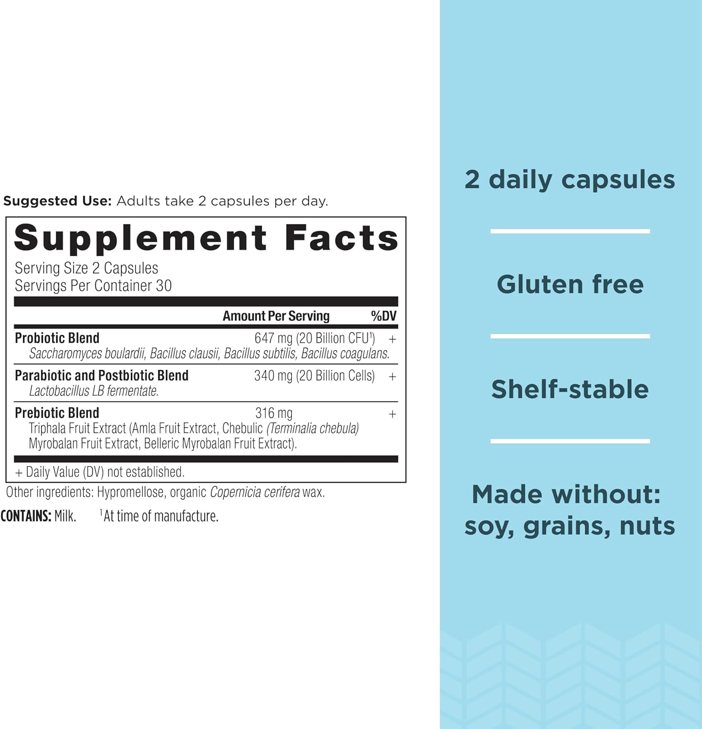 Ancient Nutrition SBO Probiotic Trinity Daily Care - 40 Billion Blend for Digestive Health - 60 Count